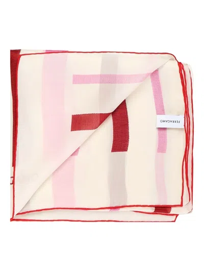 Ferragamo Striped-print Silk Scarf In Multi