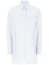 Ferragamo Striped Pattern Shirt Chest Pockets In Blue