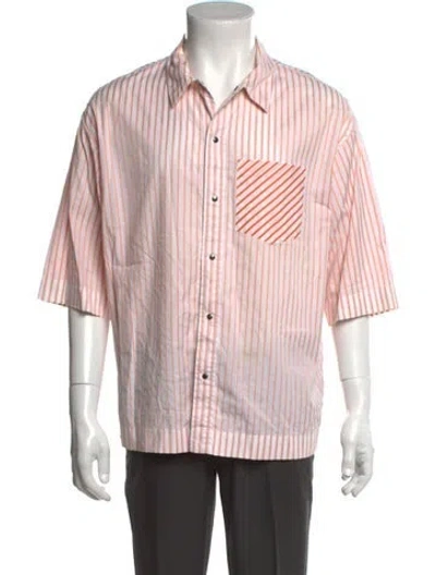 Pre-owned Ferragamo Striped Short Sleeve Shirt In Orange
