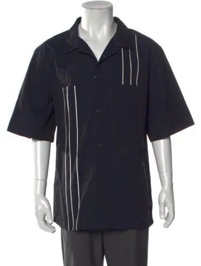 Pre-owned Ferragamo Striped Short Sleeve Shirt W/ Tags In Blue