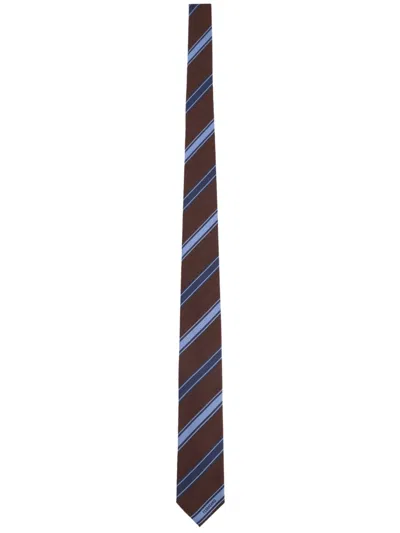 Ferragamo Striped Silk-wool Tie In Yellow