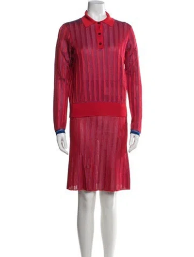 Pre-owned Ferragamo Striped Skirt Set In Red
