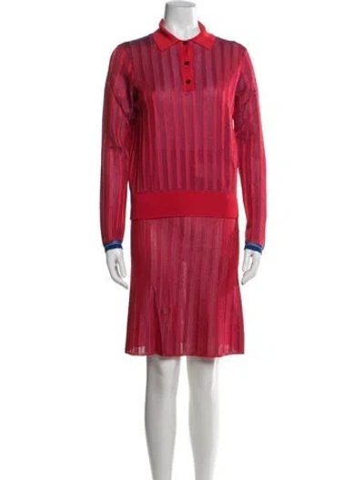 Pre-owned Ferragamo Striped Skirt Set In Red