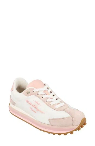 Ferragamo Striped Sole Sneaker In Pink