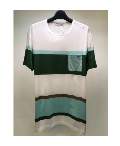 Ferragamo Striped Stitched Short-sleeved T-shirt In Multicolor