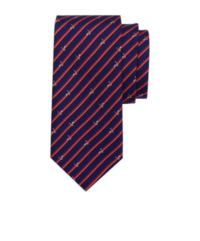 Ferragamo Striped Tie In Black