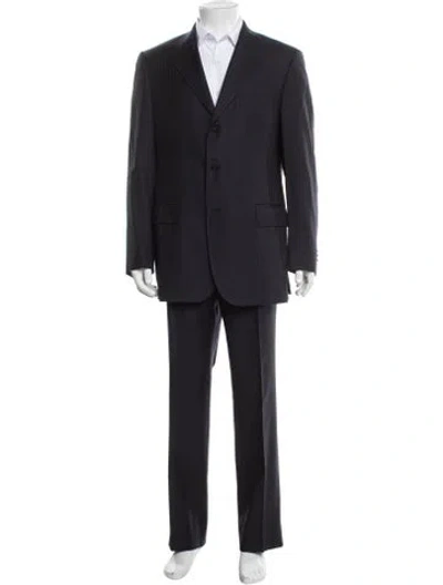 Pre-owned Ferragamo Striped Two-piece Suit In Blue