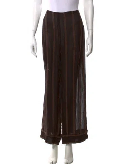 Pre-owned Ferragamo Striped Wide Leg Pants In Brown