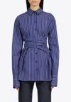 Ferragamo Striped Wrap Shirt In Blue
