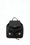 Ferragamo Structured Black Calf Leather Backpack With Flap Closure In White