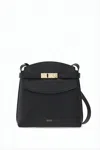 Ferragamo Structured Black Calf Leather Crossbody Bag In Black