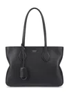 Ferragamo Structured Black Calfskin Handbag With Detachable Charm In Black