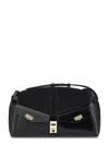 Ferragamo Structured Black Pouch With Textured Panels In Black