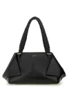 Ferragamo The Scarf Bag Black Shoulder Bag With Braided Handles And Folded Corners In Leather Woman In Black