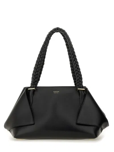 FERRAGAMO FERRAGAMO STRUCTURED BRAIDED HANDLE SHOULDER BAG