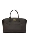Ferragamo Structured Brown Calf Goat Leather Handbag In Brown