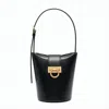 Ferragamo Structured Calfskin Bucket Bag In Black