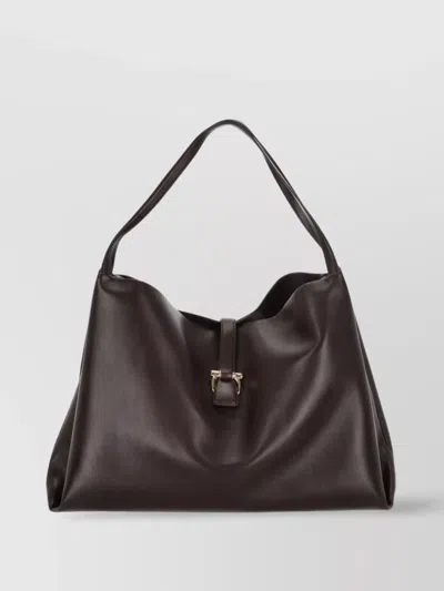 Ferragamo Structured Coffee Tote Bag With Buckle Detail