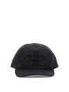 Ferragamo Structured Cotton Cap In Black