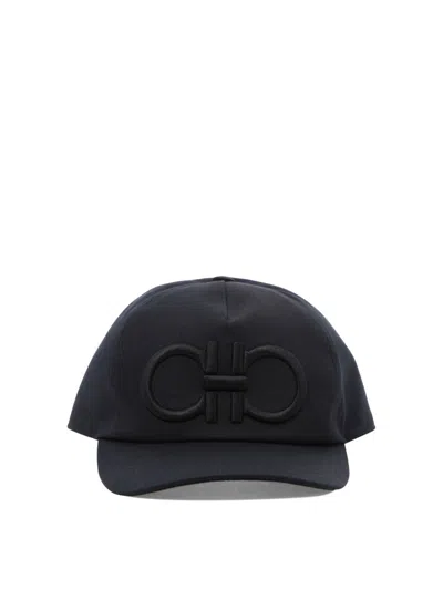 Ferragamo Structured Cotton Cap In Black