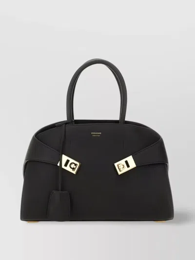 FERRAGAMO STRUCTURED EMBRACE TOTE BAG WITH DETACHABLE STRAP