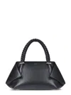Ferragamo Structured Handbag With Braided Handle And Folded Accents In Gray