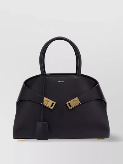 Ferragamo Structured Handbag With Detachable Strap And Top Handles