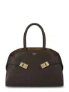 Ferragamo Structured Handbag With Gold-tone Hardware In Black