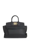 Ferragamo Structured Leather Bag With Front Flap In Blue