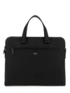 Ferragamo Structured Leather Business Bag In Black