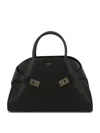Ferragamo Structured Leather Shoulder Bag In Black