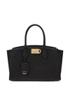 Ferragamo Black Leather Handbag In Black
