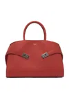 Ferragamo Structured Red Leather Shoulder Bag In Red