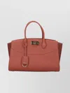 Ferragamo Structured Shoulder Bag Detachable Strap In Brown