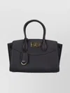 Ferragamo Structured Shoulder Bag Detachable Strap In Black