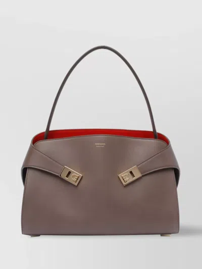 FERRAGAMO STRUCTURED SILHOUETTE SHOULDER BAG WITH TOP HANDLE