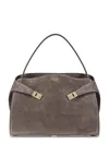 Ferragamo Structured Suede Bag With Gold-tone Hardware In Brown