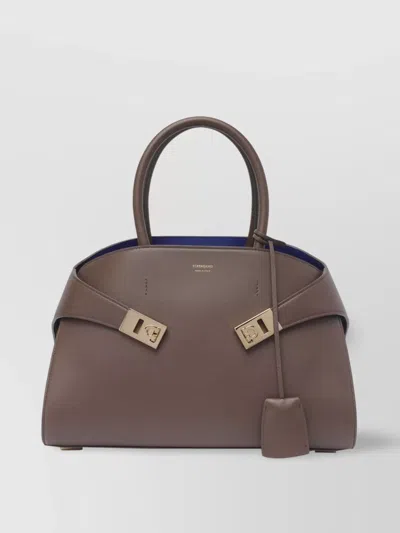 FERRAGAMO STRUCTURED TOP HANDLE SHOULDER BAG