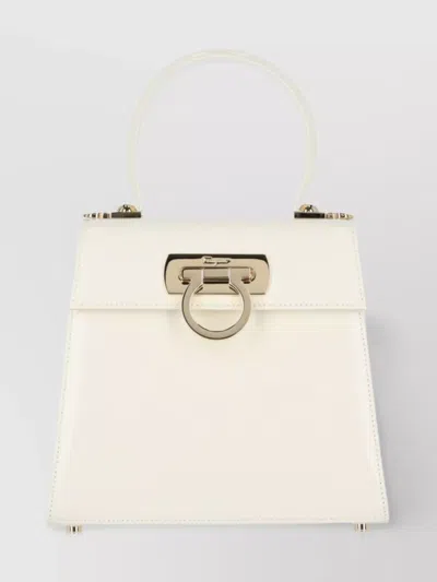 Ferragamo Structured Top Handle Shoulder Bag In Neutral