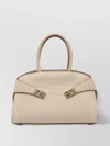 Ferragamo Medium Hug Leather Top Handle Bag In Neutral