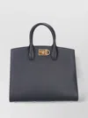 Ferragamo Structured Top Handles Tote Bag In Black