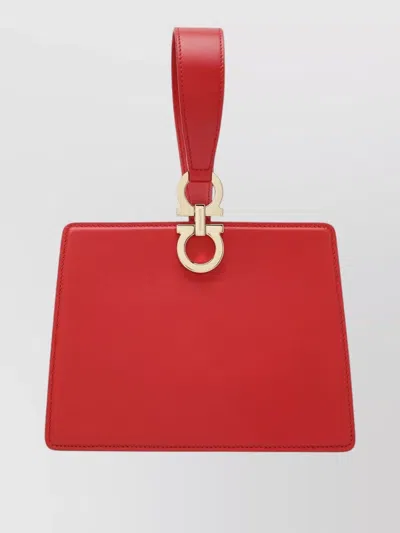 Ferragamo Structured Wallet Top Handle Gold Hardware