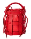 Ferragamo Stud Leather Bucket Bag In Red