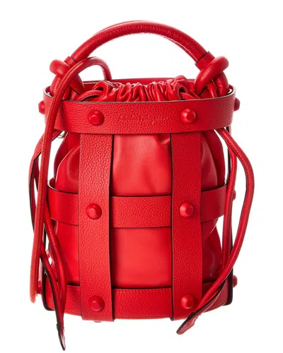 Ferragamo Stud Leather Bucket Bag In Red