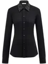 Ferragamo Studded-collar Jersey Shirt In Black