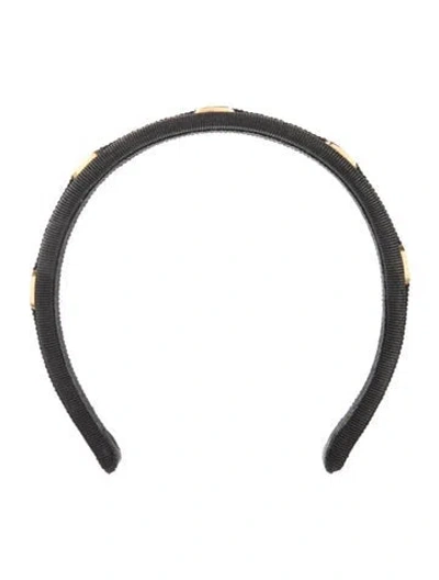 Pre-owned Ferragamo Studded Grosgrain Headband In Black