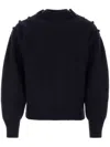 Ferragamo Studded Mock-neck Knitted Jumper In Blau