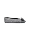 Ferragamo Ballerina Shoes With Bow And Embellishments In Gray