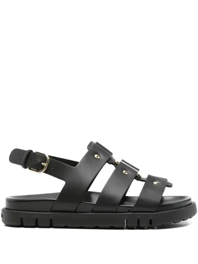 Ferragamo Studded Strappy Sandals In Black