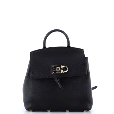 Ferragamo Studio Backpack Leather In Black